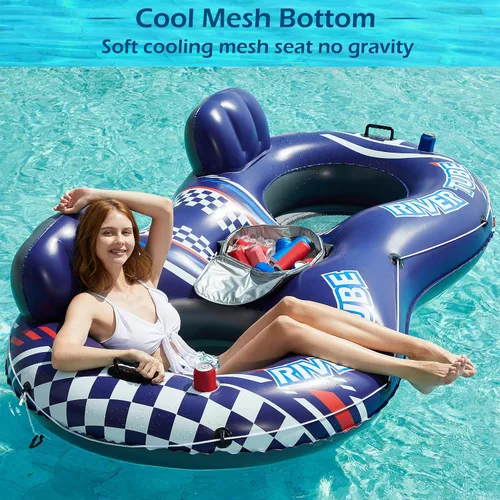Vista 4 de Jasonwell Flotador Inflable de Tubo de Río - Flotador de Río Resistente para 2 Personas Flotadores de Piscina con Enfriador Removible Tubos de Agua