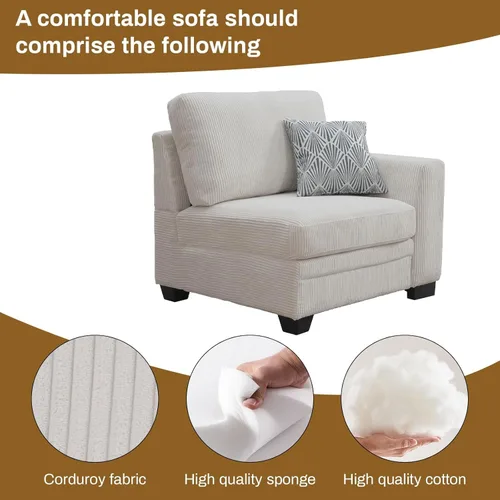 Vista 4 de Legend Vansen - Sofá modular de gran tamaño, sofá de pana en forma de U/L con otomana, asiento profundo y cojín extraíble, fácil montaje para sala