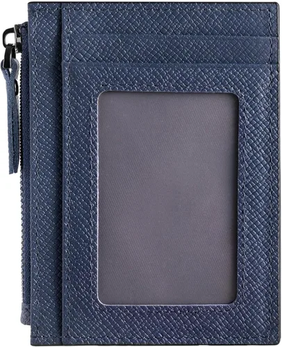 Vista 19 de Cartera delgada para mujeres de piel pequeña con bloqueo RFID, tarjetero minimalista con bolsas para monedas y fundas, Negro, Moderno