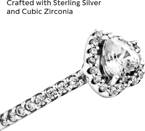 Vista 4 de Pandora Elevated Heart Ring - Promise Ring for Women - Layering or Stackable Ring - Gift for Her - Sterling Silver with Clear Cubic Zirconia, With