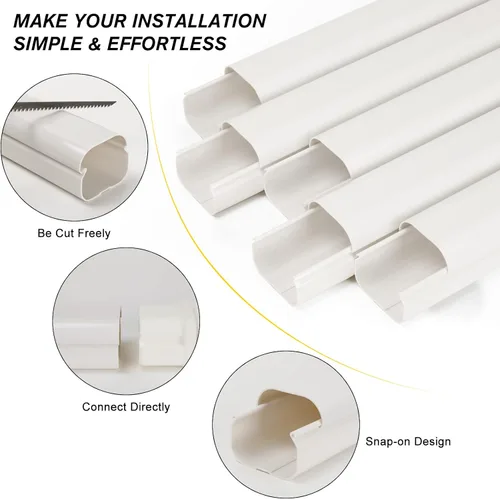 Vista 4 de BEWAVE Kit de cubierta de mini línea dividida de 3 pulgadas y 10 pies, kit de cubierta decorativa de tubería de PVC para mini aire acondicionado