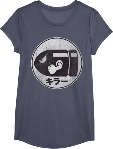 Vista 14 de Super Mario Camiseta con logotipo de Bullet Bill Distressed en Kanji