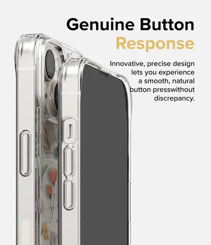 Vista 9 de Ringke Fusion Design - Funda compatible con iPhone 14 de 6.1 pulgadas, parte trasera dura transparente con diseño de flores, a prueba de golpes