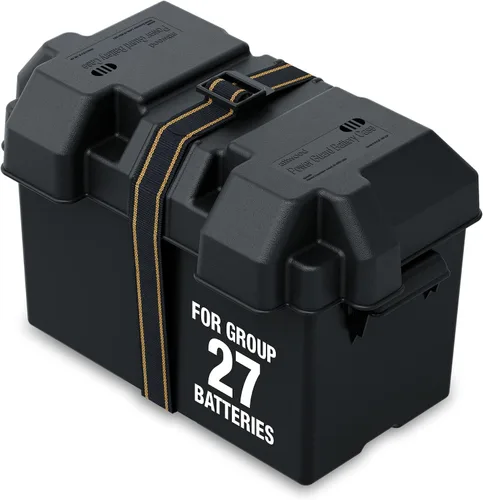 Vista 9 de Attwood 9082-1 Caja de batería pequeña con kit de montaje y correa, compatible con baterías de la serie 16 y U1, color negro