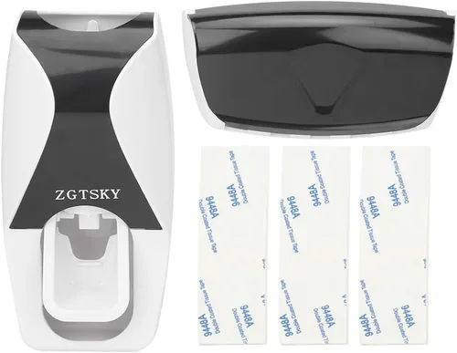 Vista 2 de Dispensador de pasta de dientes, exprimidor de pastas de dientes, prevención de polvo para el hogar (negro)