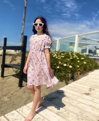Vista 2 de Vestido de manga abombada floral para niñas de 6 a 12 años