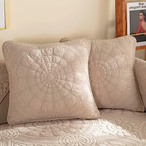 Vista 11 de vctops Funda de Sofá con Bordado de Círculo Bohemio de Color Sólido de Algodón Acolchado Antideslizante Fundas de Sofá Seccional Funda de Sofá