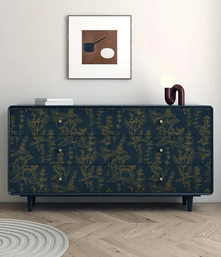 Vista 5 de Papel Tapiz Azul Despegable y Adhesivo Papel Tapiz Despegable y Adhesivo Papel de Contacto Floral Azul para Gabinetes Vintage Removible Autoadhesivo