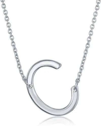 Vista 26 de Dainty Sideways Initial Necklace for Women – Sterling Silver or 14K Gold Plated 20mm Alphabet Letter Pendant