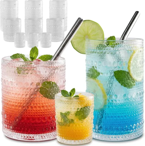 Vista 12 de CycleMore 12 vasos para beber Hobnail de 12 onzas, 10 onzas, tazas de 4 Celeste