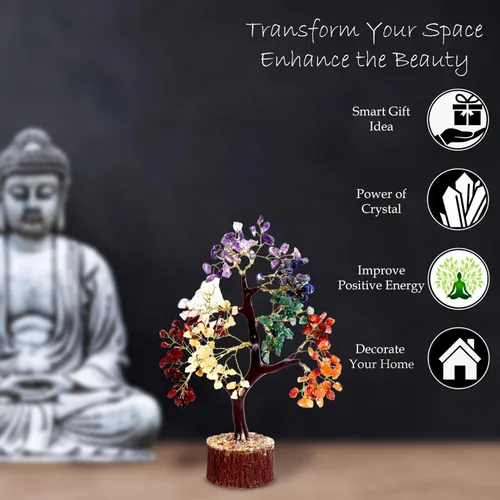 Vista 7 de Árbol de la vida de cristal de siete chakras para energía positiva, árbol de feng shui, árbol bonsái, piedras curativas, árbol de dinero, decoración