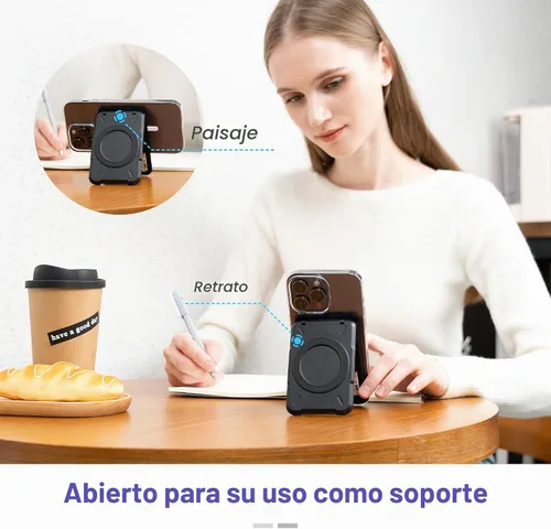 Vista 5 de PROfezzion para tarjetero MagSafe, bloqueo RFID, imán de doble cara Negro