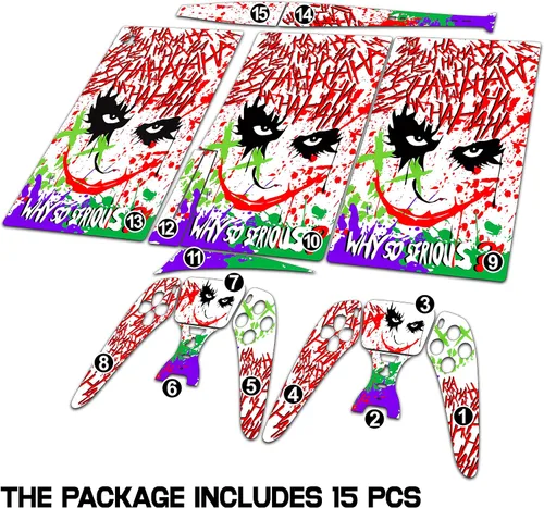 Vista 2 de Skin Sticker for Game Console 5 Cover - Clown Art, Compatible with Both Disc Edition & Digital Edition (not Slim Ver) - 2 Controller Skins & Console