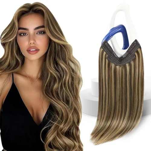 Vista 30 de Sunny - Extensiones de cabello humano real, con cable/hilo y clips ajustables, aplicación invisible, 2.82 onzas, 12 pulgadas, color rubio cenizo