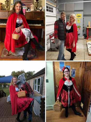 Vista 2 de Disfraz de Caperucita Roja para mujer vestido de fiesta de Halloween con capa para Halloween y Navidad