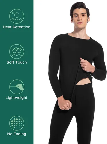 Vista 5 de INNERSY Conjunto de ropa interior térmica para hombre, ligero, capa base, pantalones largos para ejercicio de invierno