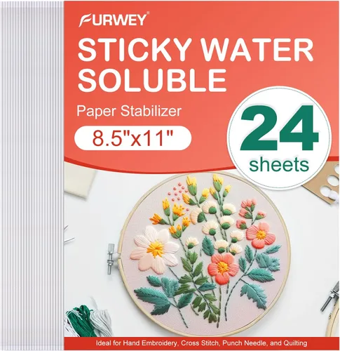 Vista 11 de FURWEY 8 piezas 8.5"x11" Estabilizador de bordado soluble en agua adhesivo, papel imprimible que se disuelve al lavar, permite imprimir o dibujar