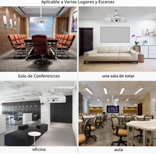 Vista 7 de Soporte de montaje para proyector de pared o techo con altura ajustable y soportes de brazos extensibles para proyector de hogar y oficina