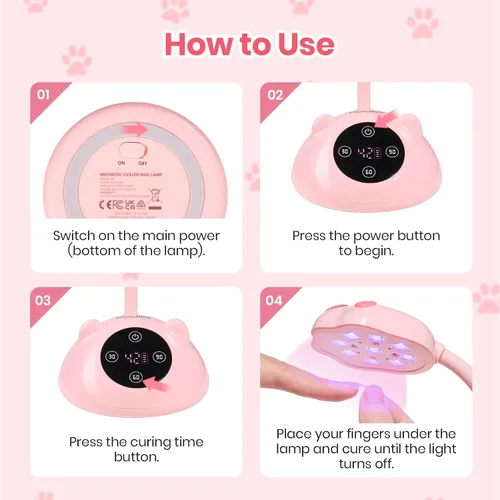 Vista 9 de Beetles - Lámpara de uñas con cuello de cisne (36 mW/cm², inalámbrica, UV, 36 mW/cm²) Rechargeable 2000mAh UV Light for Gel Nails Press on Nails