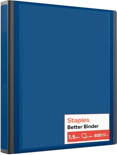 Vista 10 de Carpeta con anillos en forma de "D" de 1 pulgada para mejor visualización Staples, Negro