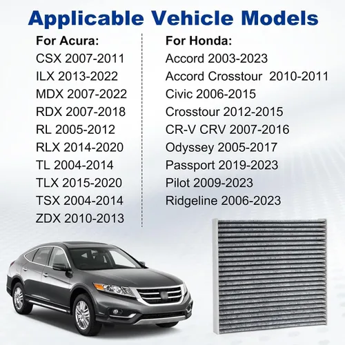 Vista 2 de CP134 CF10134 Filtro de cabina para Honda Civic CR-V Accord Crosstour Passport Pilot Odyssey Ridgeline, para Acura CSX ILX MDX RDX RL RLX TL TLX
