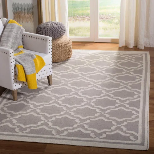 Vista 23 de SAFAVIEH Dhurries Collection DHU545A - Alfombra decorativa de lana de alta calidad hecha a mano de 2 x 3 pies, color chocolate y marfil
