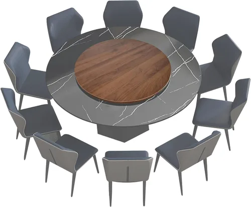 Vista 13 de Tocadiscos de madera grande Lazy Susan, Lazy Susan - Plato giratorio de madera de 28 pulgadas/32 pulgadas, plato de servicio giratorio redondo