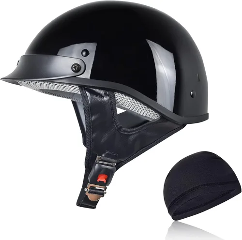Vista 5 de Cascos para adultos, medio casco de motocicleta para mujeres y hombres, aprobado por DOT, ciclismo, motocross