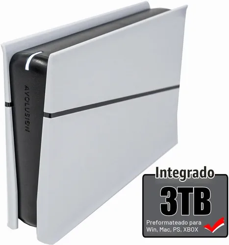 Vista 2 de Avolusion PRO-5U 3TB USB 3.0 Disco duro externo para Windows, MacOS, PS5 y Xbox (blanco)