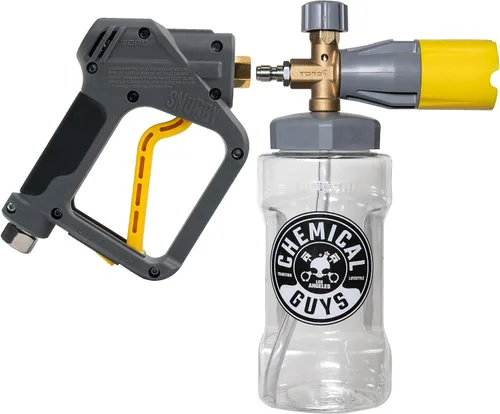 Vista 10 de Chemical Guys Snubby Pistola de lavado a presión con accesorio de cañón de espuma, mango corto para hidrolimpiadoras de gas y eléctricas, rociador