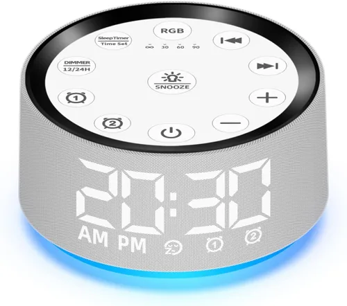 Vista 7 de Reloj despertador digital enchufable con batería de reserva recargable para dormitorios, sala de estar, estudio, reloj de noche ruidoso con función