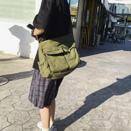 Vista 5 de Bolso cruzado Hobo de gran capacidad, bolso cruzado de lona para mensajero de viaje, bolso de hombro casual