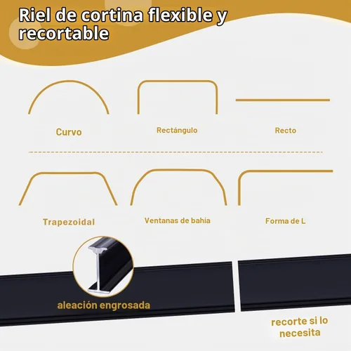 Vista 5 de MaKefeile – Riel de cortina de techo flexible para montaje en techo o pared, divisor de habitación resistente para sala de estar, dormitorio, ducha