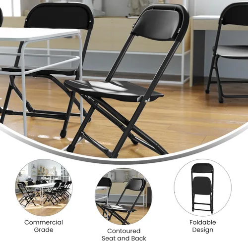 Vista 5 de Flash Furniture Paquete de 2 sillas plegables de plástico negro para niños