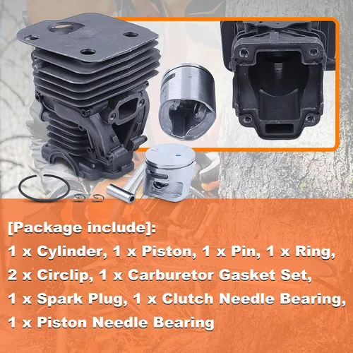 Vista 4 de Kit de anillo de pistón de cilindro de 1.732 in para JONSERED CS 2245 CS2250 S para Husqvarna 445 450 450e, cilindro, pistón, pasador, anillo