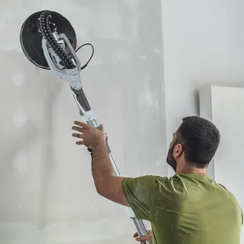Vista 7 de Lijadora eléctrica de pared seca de velocidad variable de 800-1800 RPM con colección de polvo al vacío, lijadora eléctrica de 800 W con luz LED