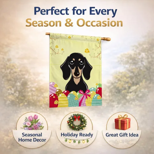 Vista 694 de Caroline's Treasures BB1923GF Bandera decorativa para jardín con diseño de Border Collie, para caza de huevos de Pascua, para jardín, jardín, patio