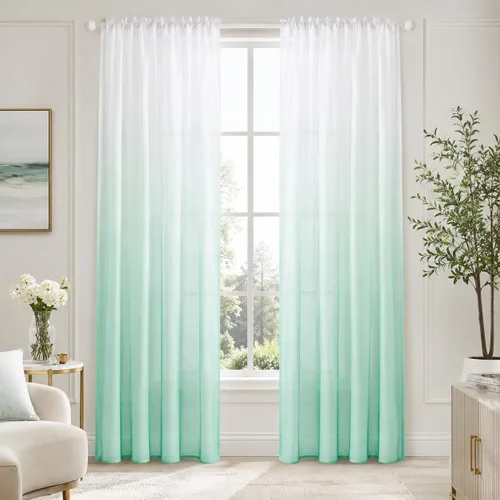 Vista 22 de Deconovo - Cortinas transparentes con filtro de luz de 84 pulgadas de largo Plata