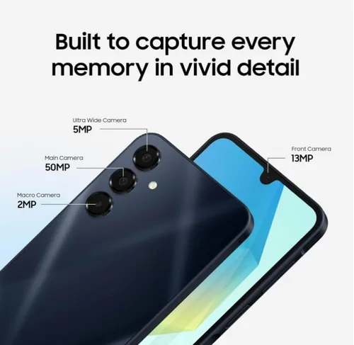 Vista 2 de SAMSUNG Galaxy A16 5G, teléfono inteligente Android, pantalla AMOLED, carga rápida, almacenamiento expandible, versión estadounidense, azul negro