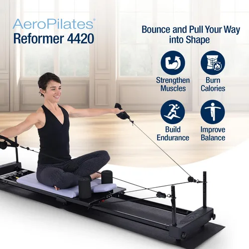 Vista 2 de AeroPilates Reformer 4420 Plus Alfombrilla de Piso - Máquina de Entrenamiento Pilates Reformer para Gimnasio en Casa - Rebotador de Fitness Cardio