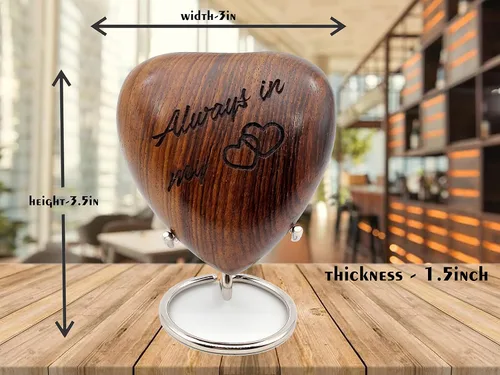 Vista 3 de 5MOONSUN5 Urna de recuerdo de corazón de madera, mini urna de ceniza, pequeña urna de cremación hecha a mano para cenizas, homenaje a tu ser