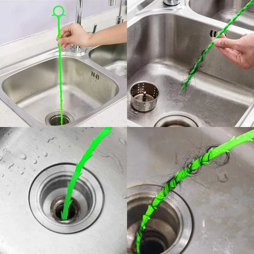 Vista 6 de 5 en 1 compatible con drenaje de pelo de serpiente con 5 paquetes de herramienta de limpieza para eliminar obstrucciones (verde)