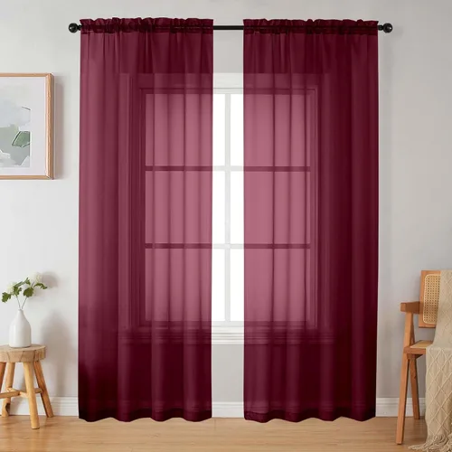 Vista 48 de 2 paneles de cortinas traslúcidas blancas para dormitorio, sala de estar, 96 pulgadas de largo, modernas, suaves, ligeras, con bolsillo para barra