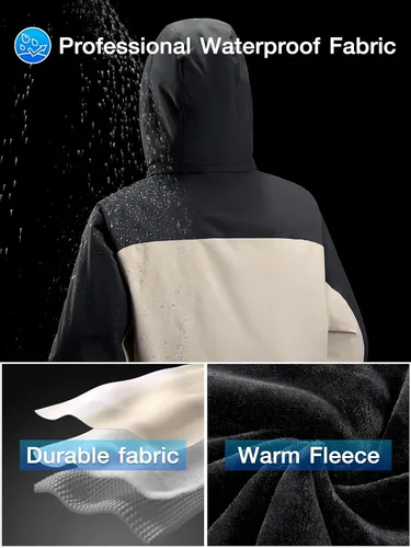 Vista 7 de CAMEL CROWN Chaqueta de Esquí de Invierno para Hombre Abrigos de Nieve de Montaña Impermeable Capucha Desmontable Resistente al Viento Chaquetas