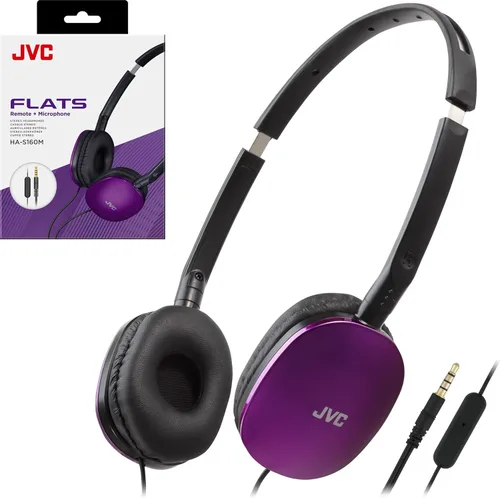 Vista 15 de JVC Flats - Auriculares plegables y coloridos con control remoto y micrófono, 3.94 pies, chapado en oro de 0.138 in, enchufe delgado, HAS160MA