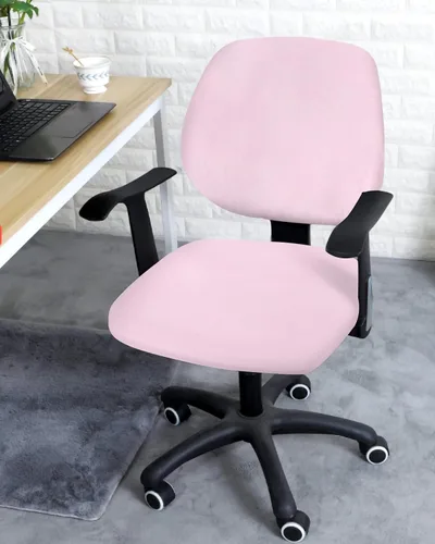 Vista 3 de Funda para silla de oficina, color rosa puro, funda elástica para asiento de silla de computadora, funda para respaldo, elástica, giratoria, cojín