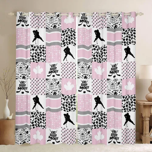Vista 41 de Erosebridal Hockey Blackout Curtains for Boys,Blue and Black Sports Curtains & Drapes for Kids Teen,Ball Games Gamer Bedroom Decor,Ice Hockey Field