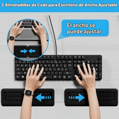 Vista 5 de Leolee Coderas de escritorio en forma de L para escritorio, reposabrazos de espuma viscoelástica negra para escritorio con base antideslizante
