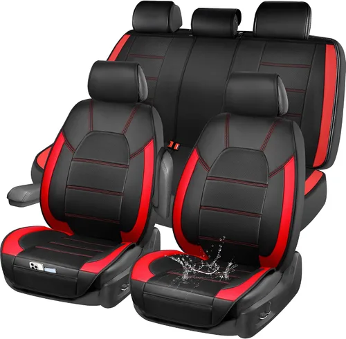 Vista 22 de CAR PASS Fundas de cuero para asientos delanteros solamente, con fundas de asiento delantero de malla de aire, transpirables, fundas de asiento