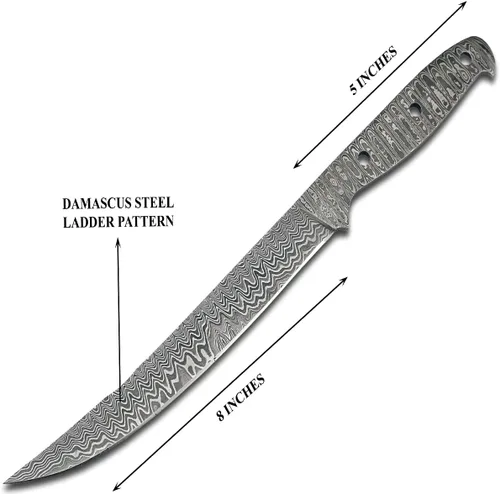Vista 5 de PAL 2000 KNIVES Hecho a mano de acero de Damasco Construye su propio kit de cuchillo con pasadores de hoja en blanco Material de mango diferente